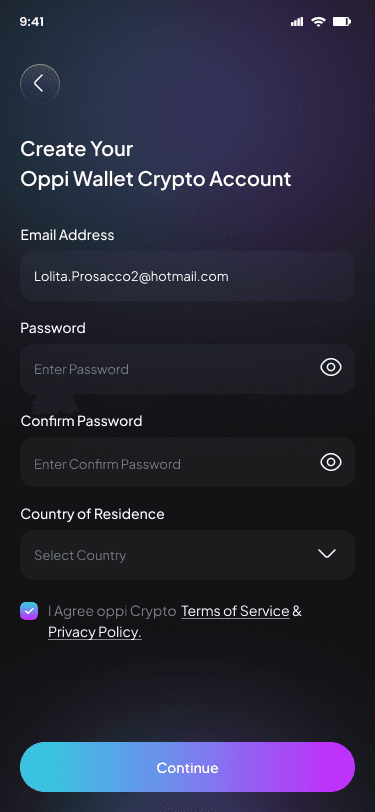 Step 2: Create a new wallet with Oppi Wallet